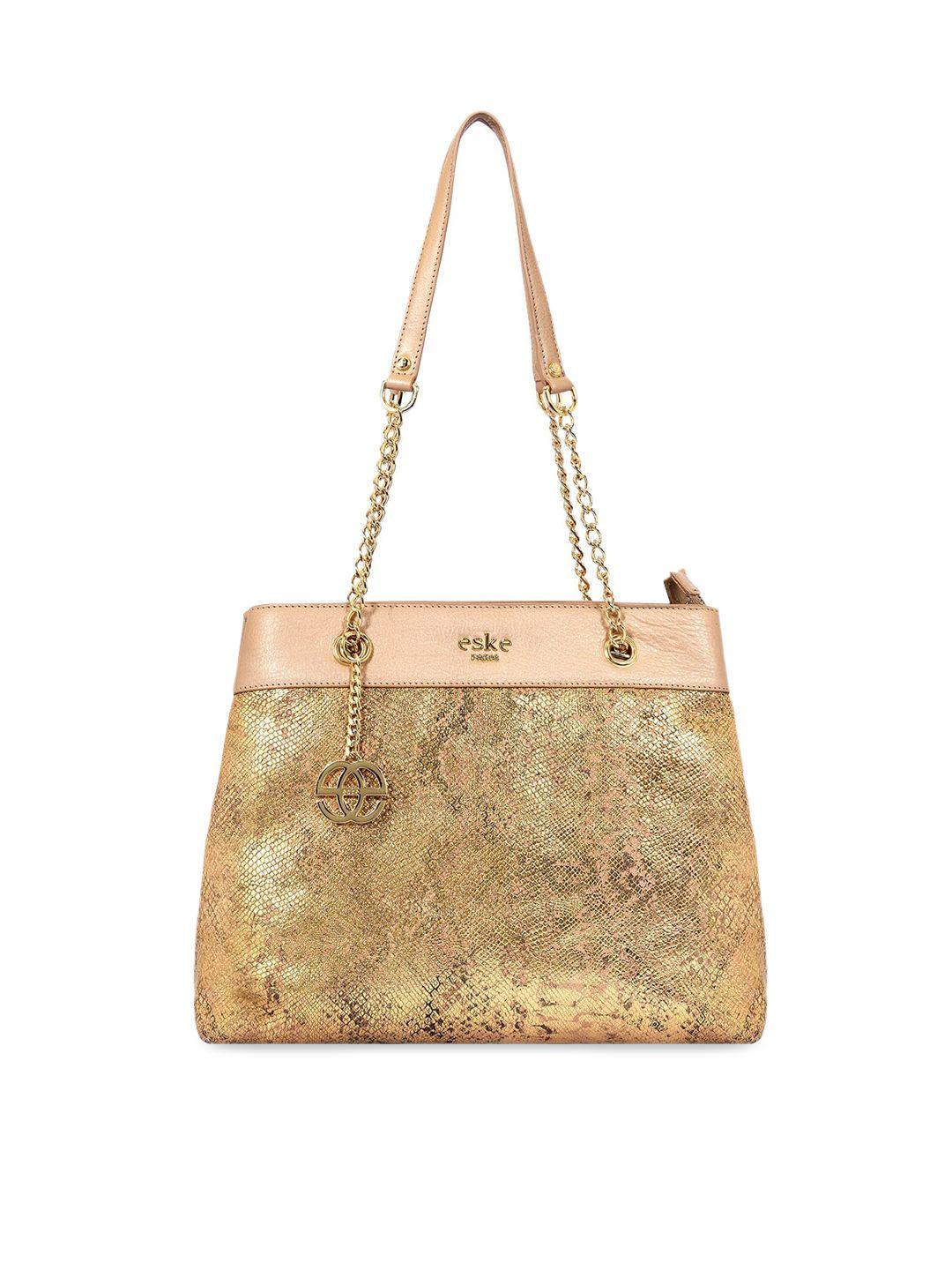 eske gold-toned textured leather structured shoulder bag