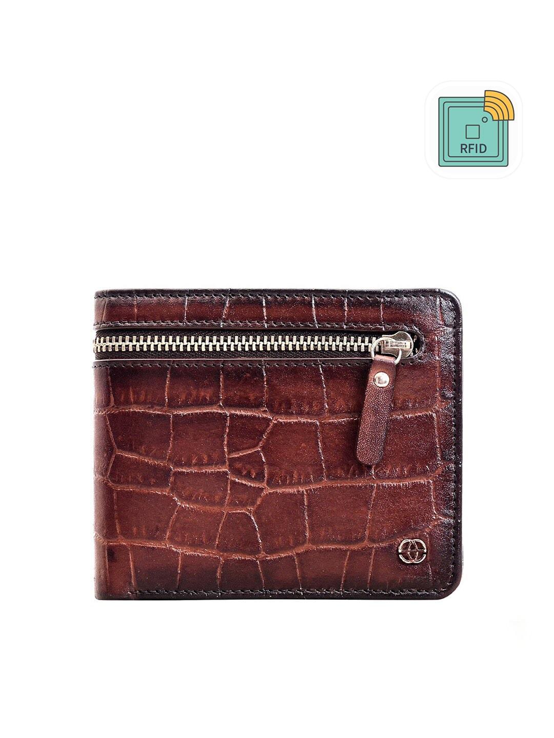 eske men brown textured leather two fold wallet