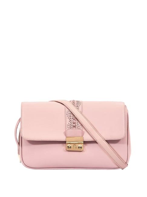 eske  pink solid medium sling handbag