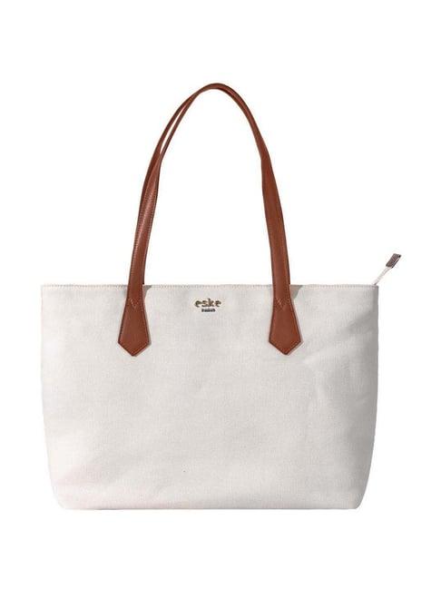 eske aliz white solid large tote handbag