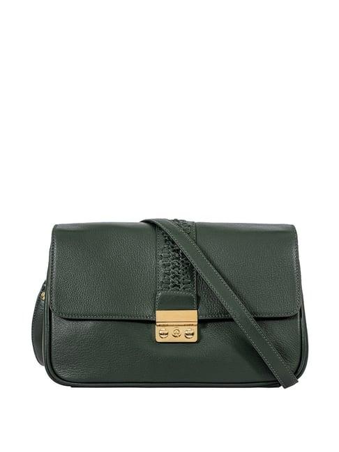 eske anika green textured medium sling handbag