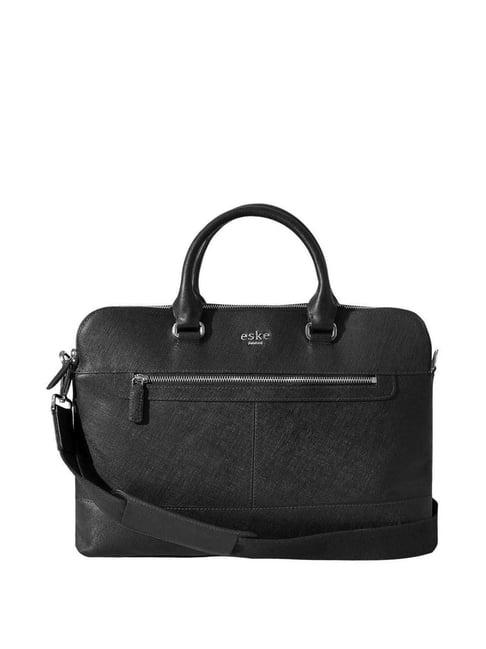 eske arnel black leather large messenger bag