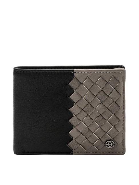 eske black & grey textured bi-fold wallet for men