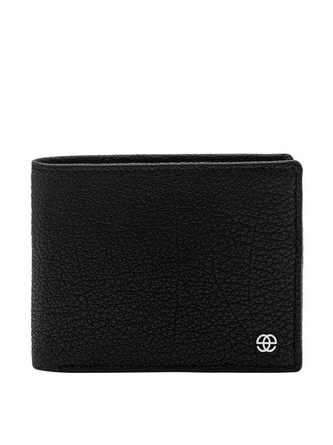 eske black textured bi-fold wallet for men