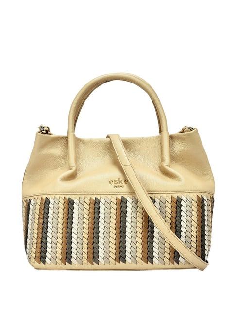 eske brienne golden striped medium handbag