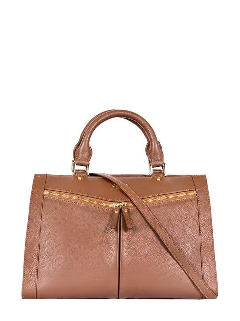 eske brown leather  medium satchel handbag