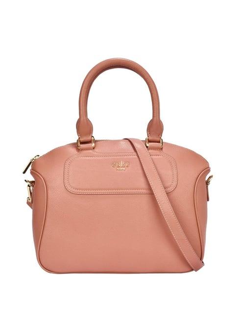 eske clara peach solid medium satchel handbag
