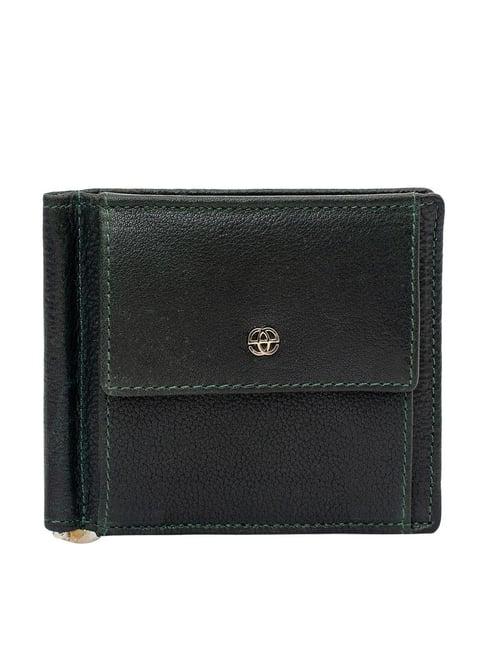 eske clover green casual leather money clip wallet for men