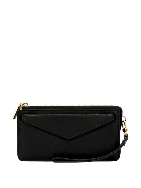 eske ebony black solid envelope wallet for women