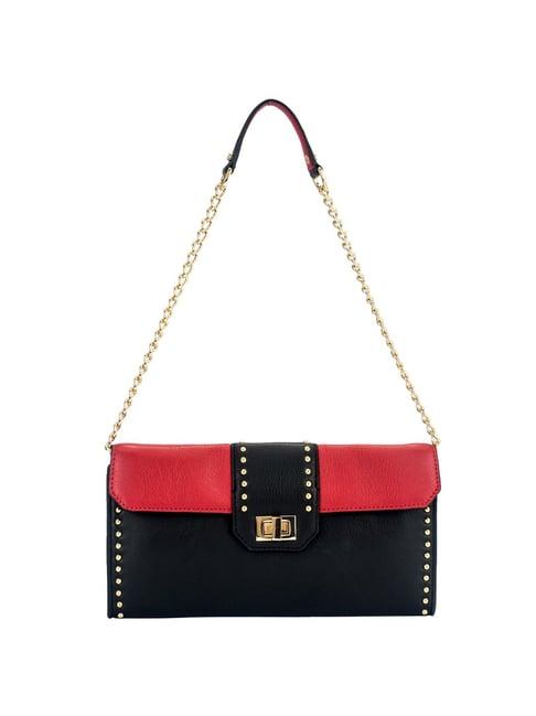 eske emma black & red rivets medium shoulder handbag