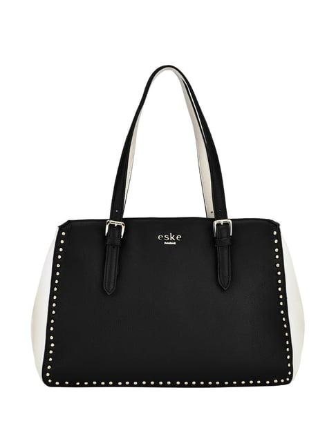 eske emma city black & white rivets medium shoulder handbag