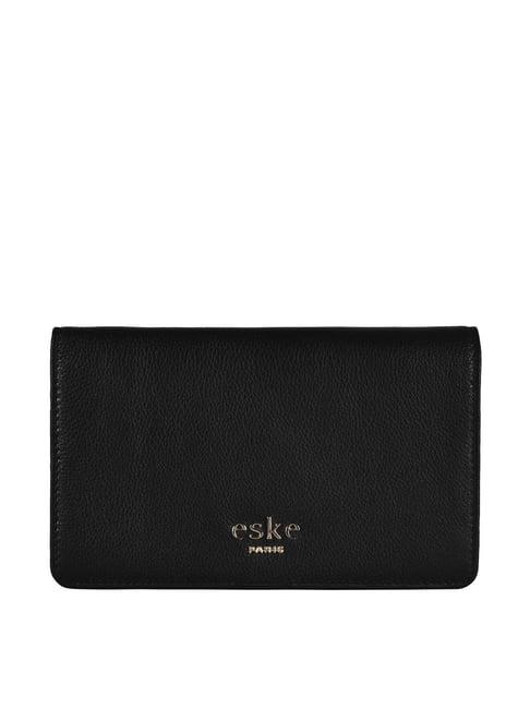 eske erin black solid bi-fold wallet for women