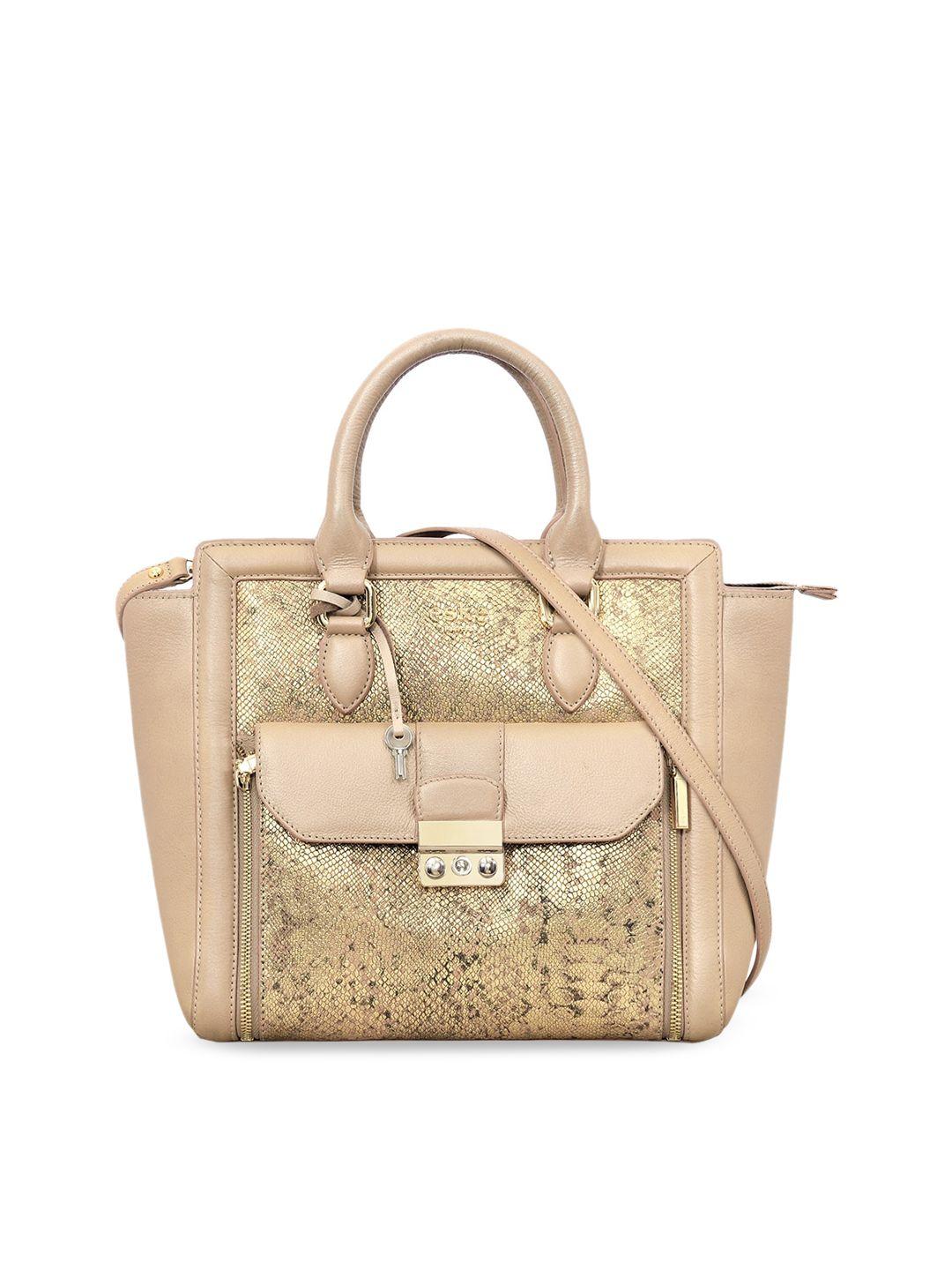 eske gold animal leather handheld bag