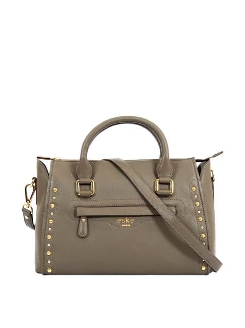 eske grey leather  medium satchel handbag