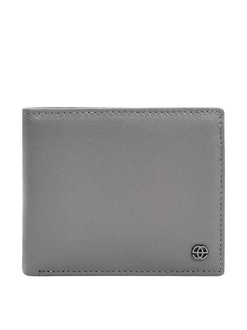 eske grey solid bi-fold wallet for men