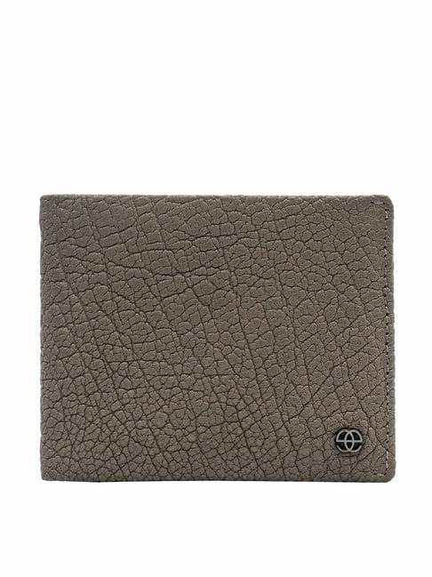 eske grey textured bi-fold wallet for men