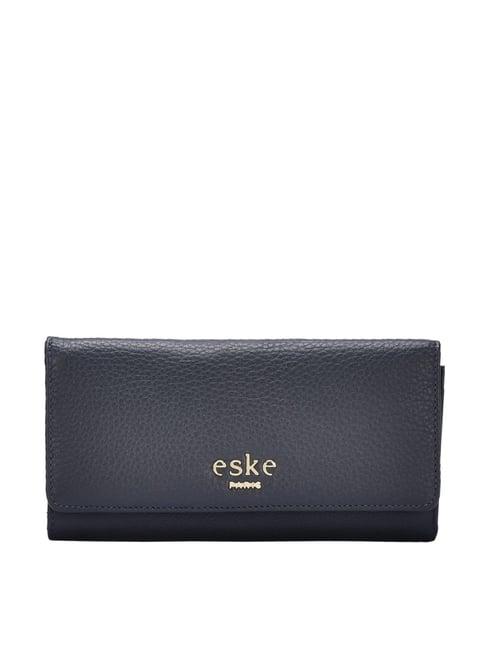 eske klara dark blue solid tri-fold wallet for women