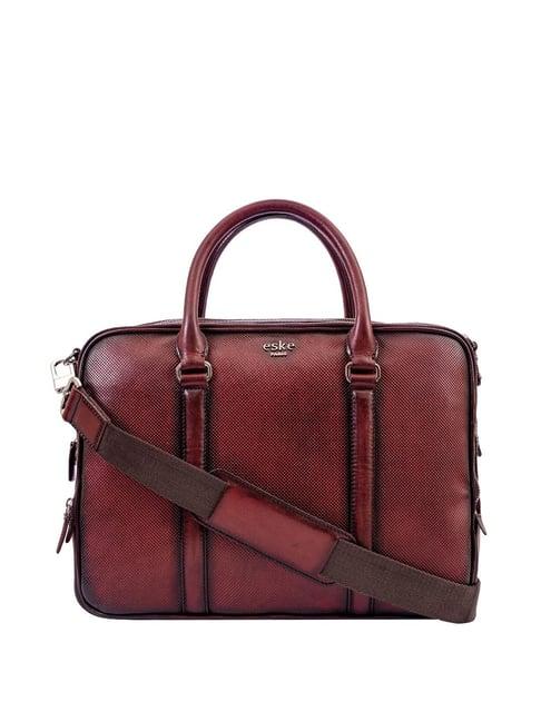 eske liamh wine leather medium laptop messenger bag