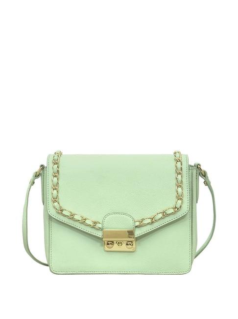 eske liza green solid medium sling handbag