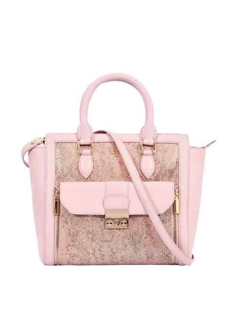 eske lucie pink printed large satchel handbag