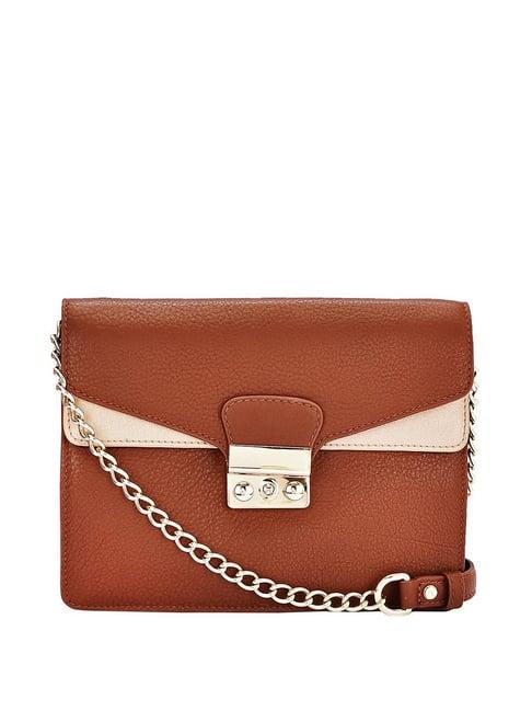 eske lydia brown solid medium sling handbag