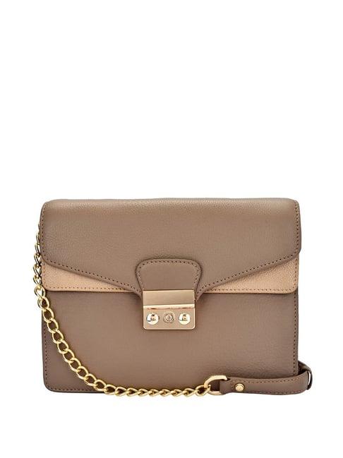 eske lydia city brown solid medium sling handbag