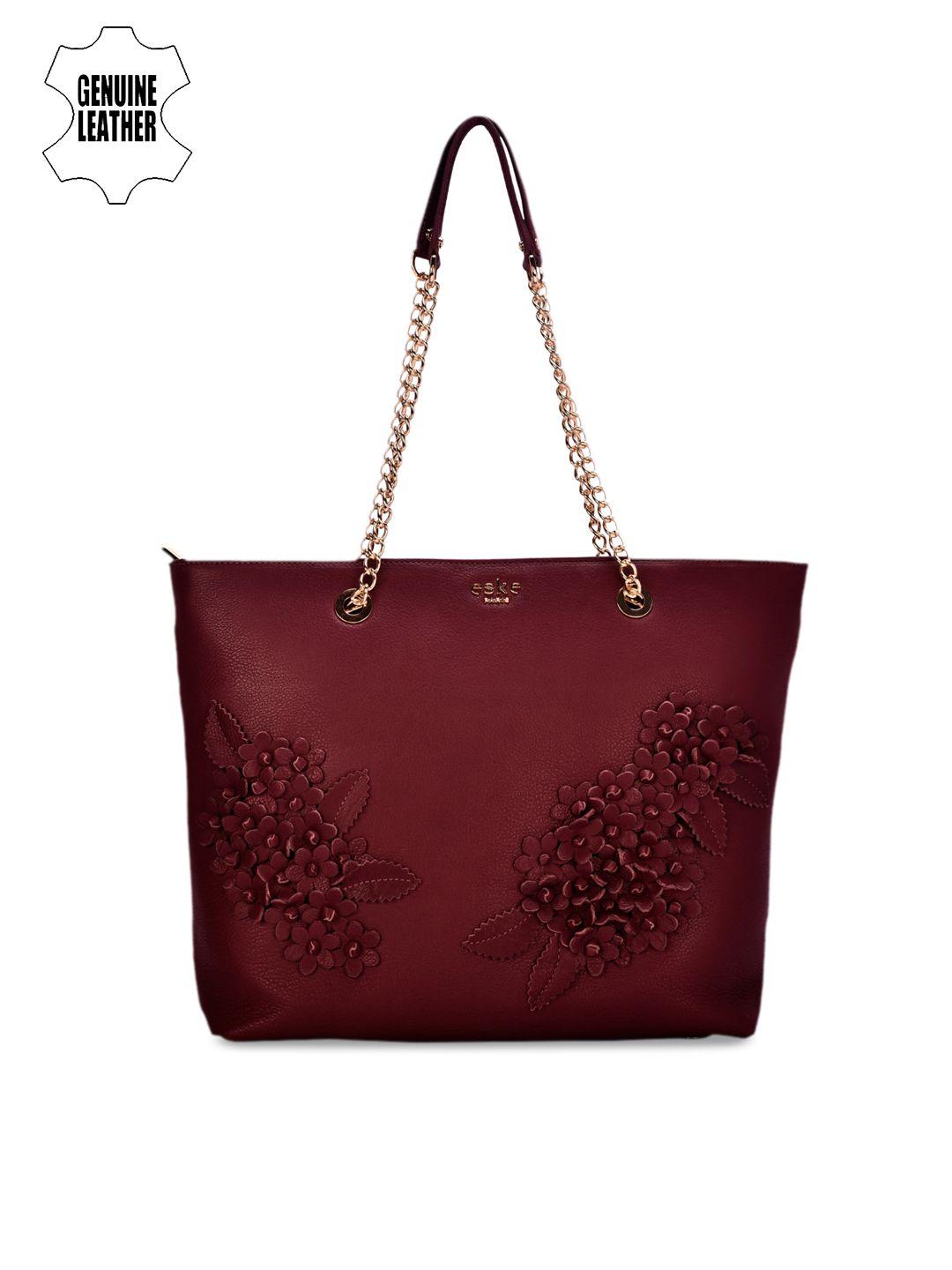 eske maroon embellished leather shoulder bag