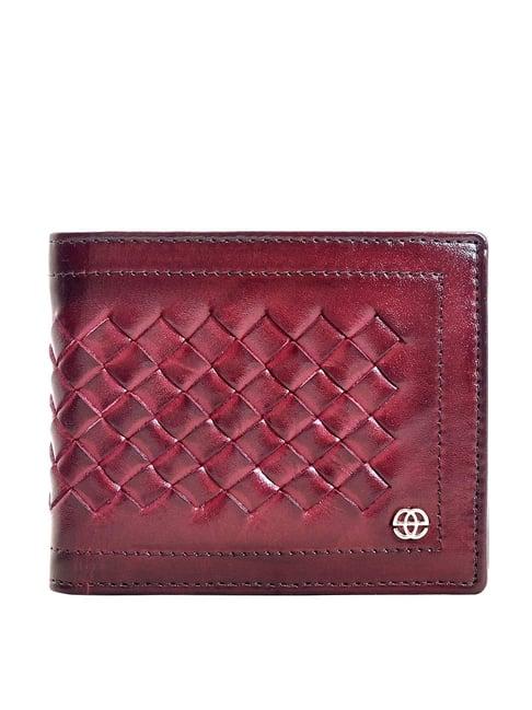 eske maroon textured bi-fold wallet for men