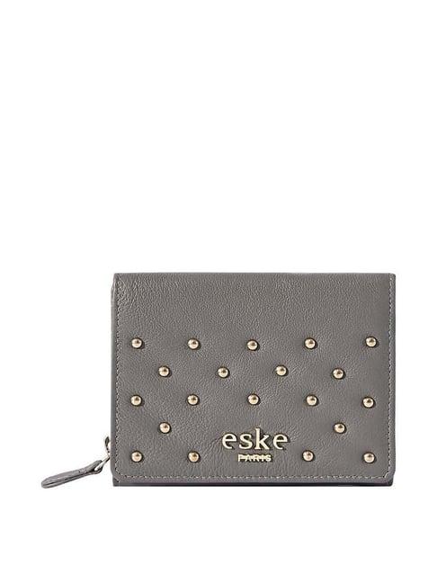 eske melba grey rivets tri-fold wallet for women