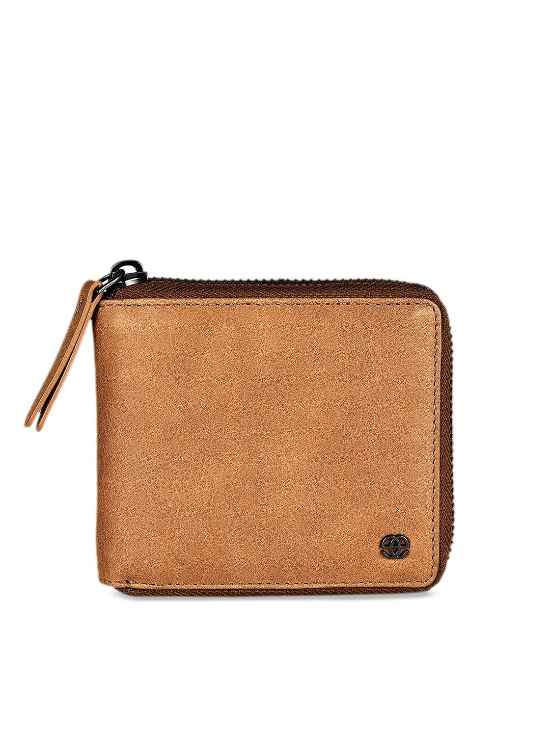 eske men beige solid two fold wallet