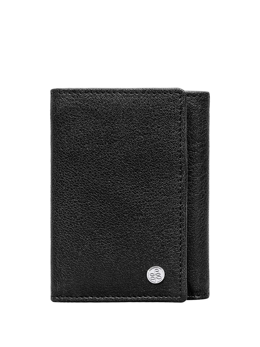 eske men black leather rfid three fold wallet