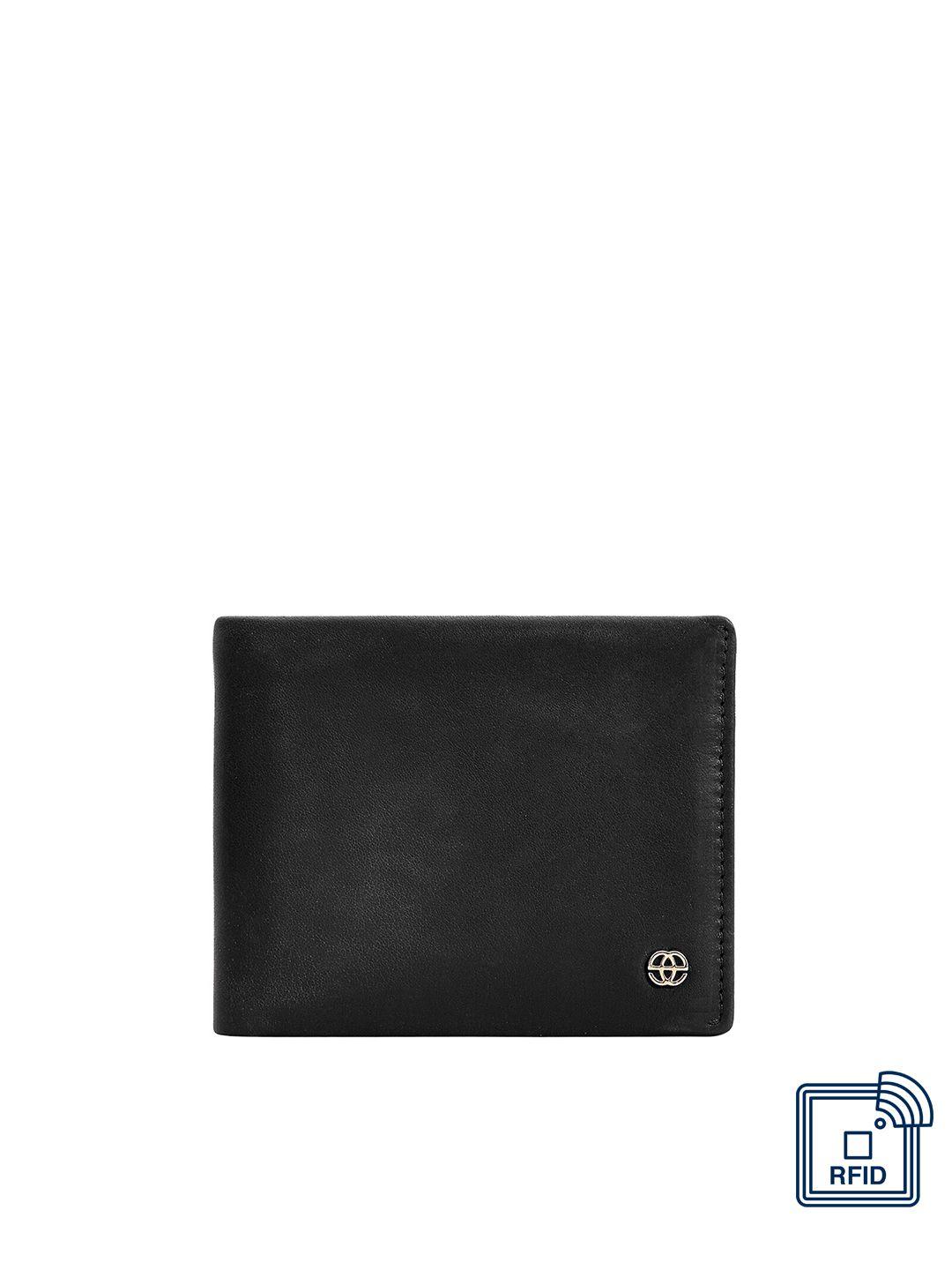 eske men black leather two fold wallet