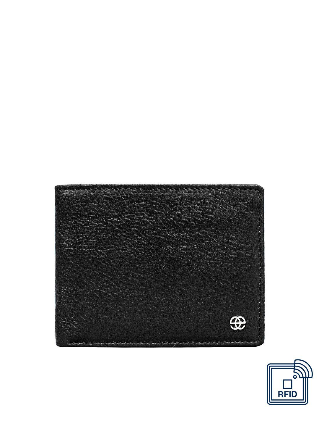 eske men black leather two fold wallet