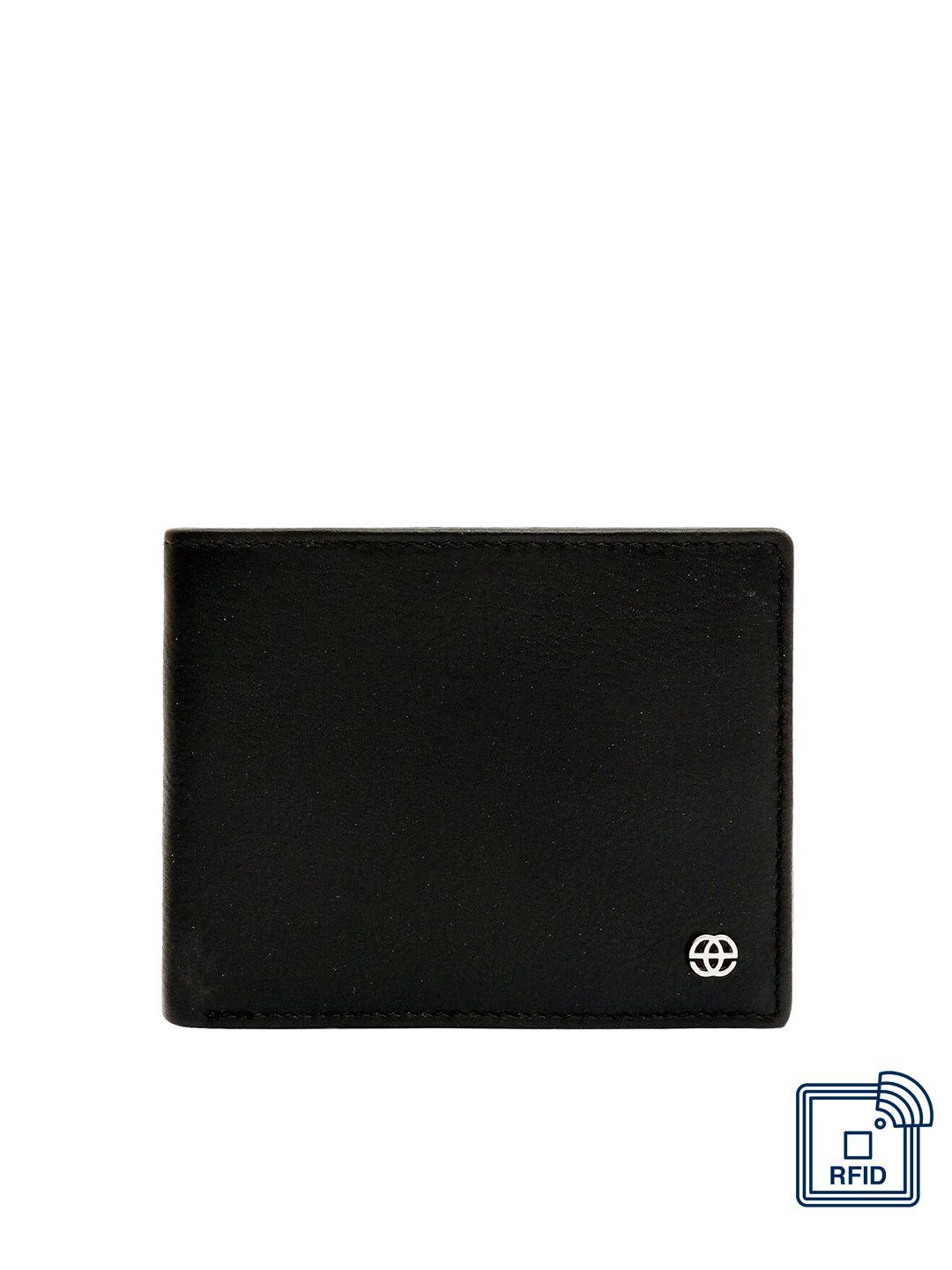 eske men black leather two fold wallet