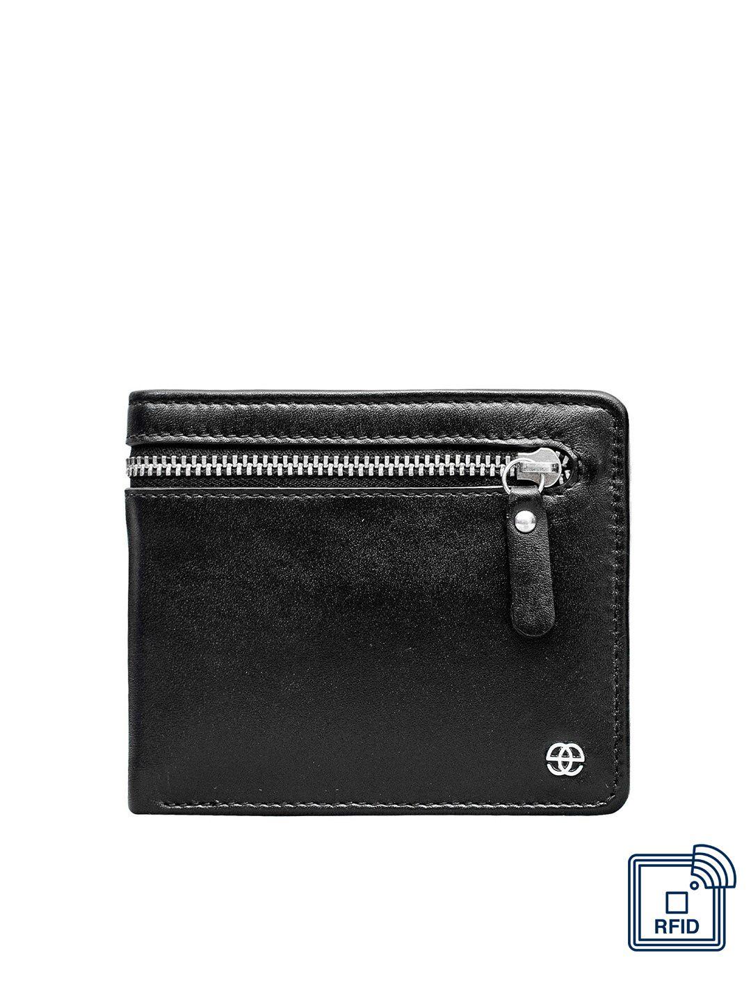 eske men black solid leather two fold wallet