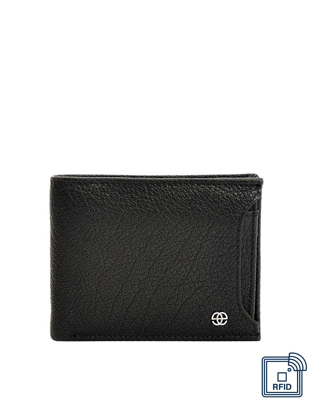 eske men black textured two fold wallet
