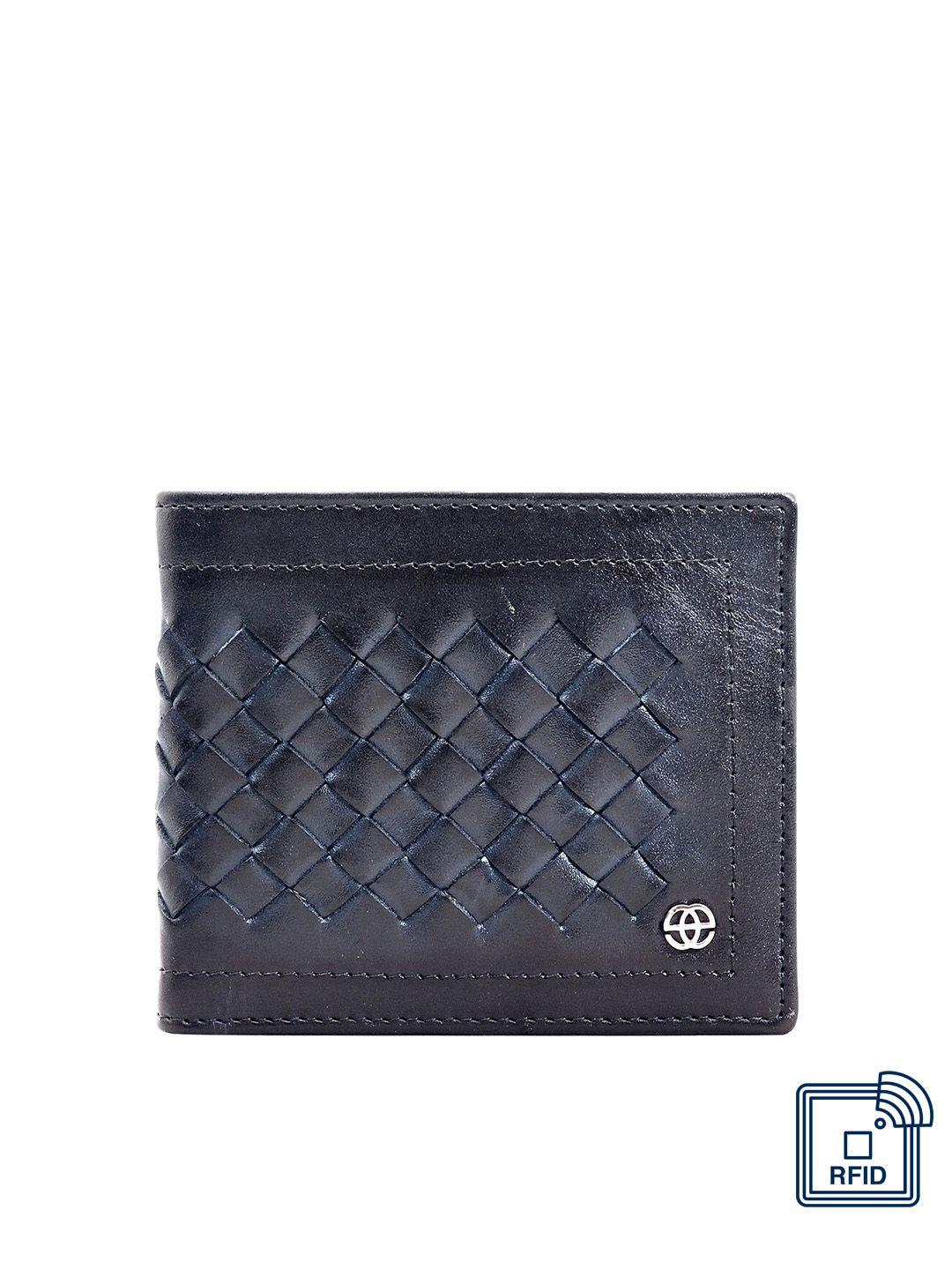 eske men blue textured leather two fold wallet