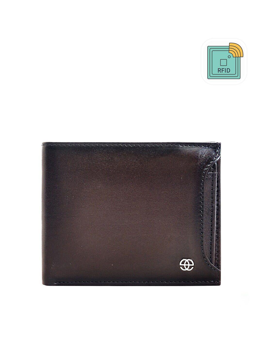 eske men brown & black textured leather two fold wallet