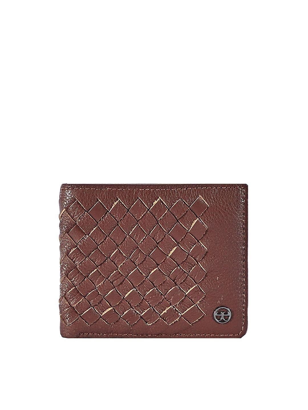 eske men brown checked leather two fold wallet with sim card holder