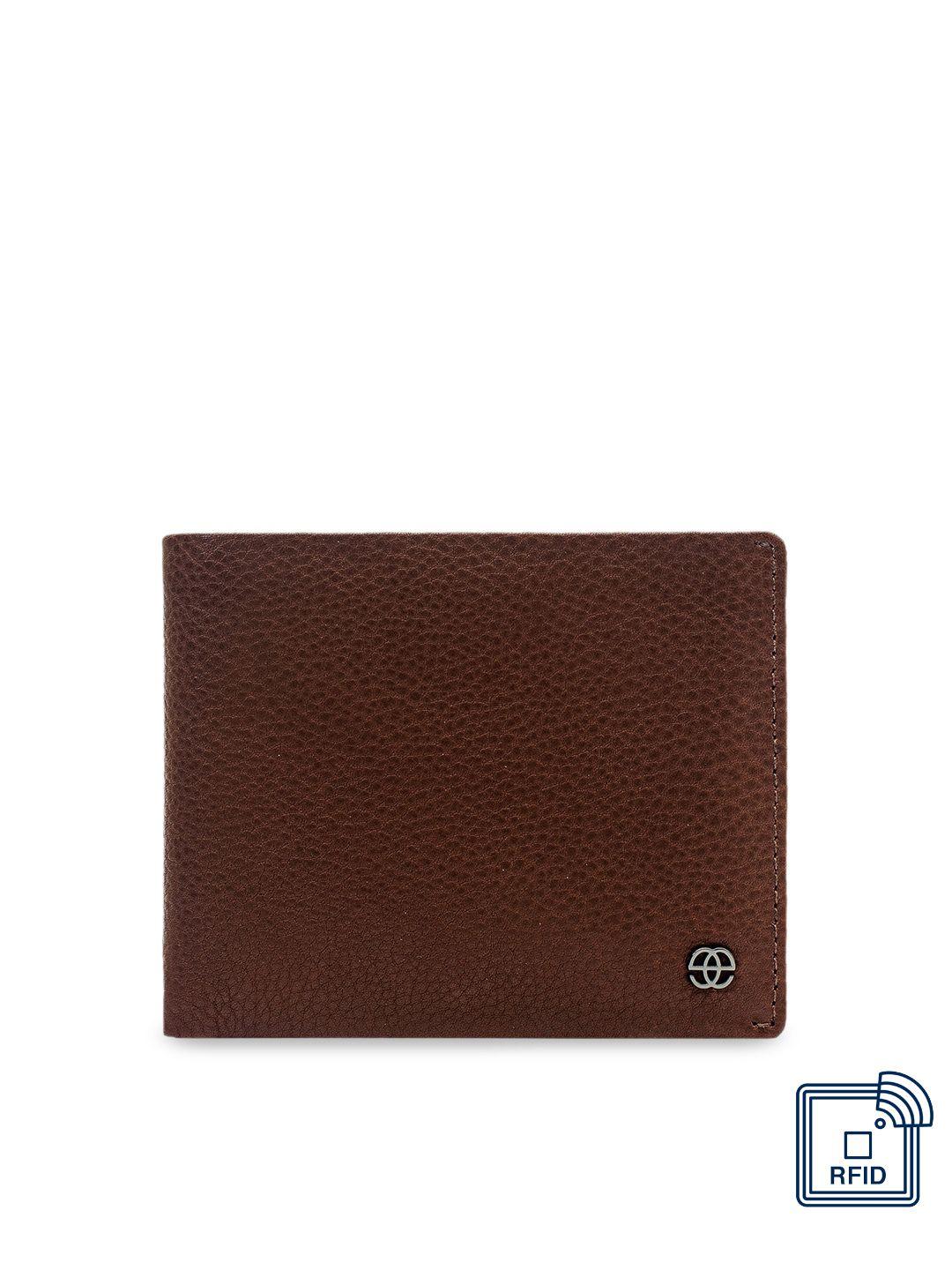 eske men brown leather textured two fold wallet
