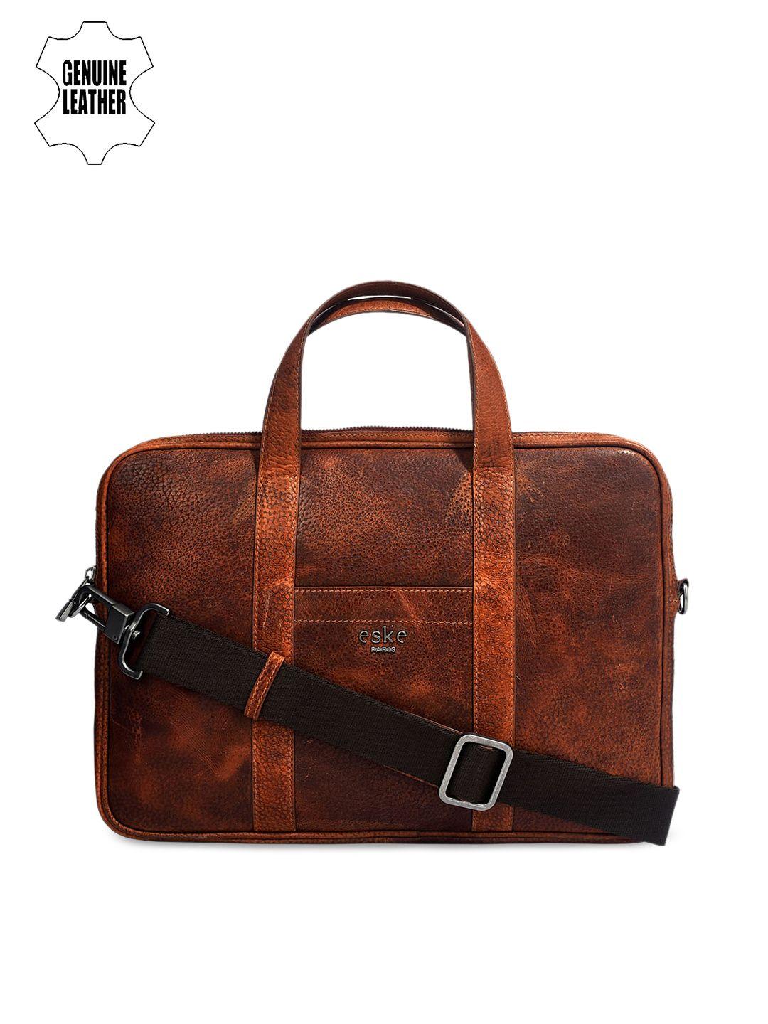 eske men brown solid laptop bag