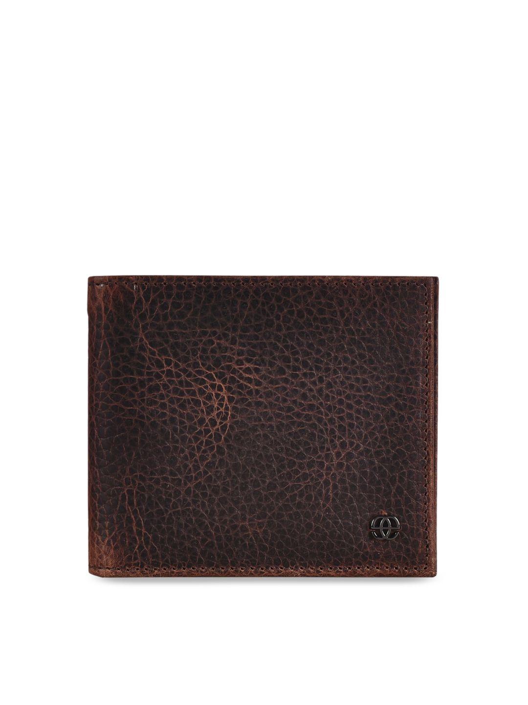 eske men brown solid two fold leather wallet