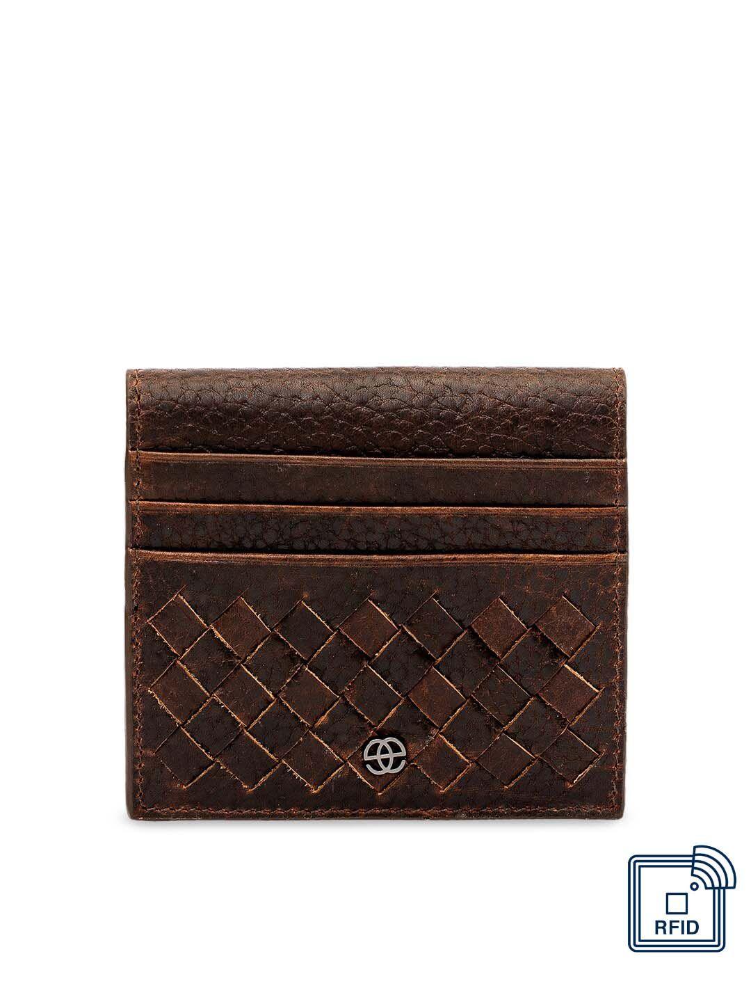 eske men brown textured card leather holder