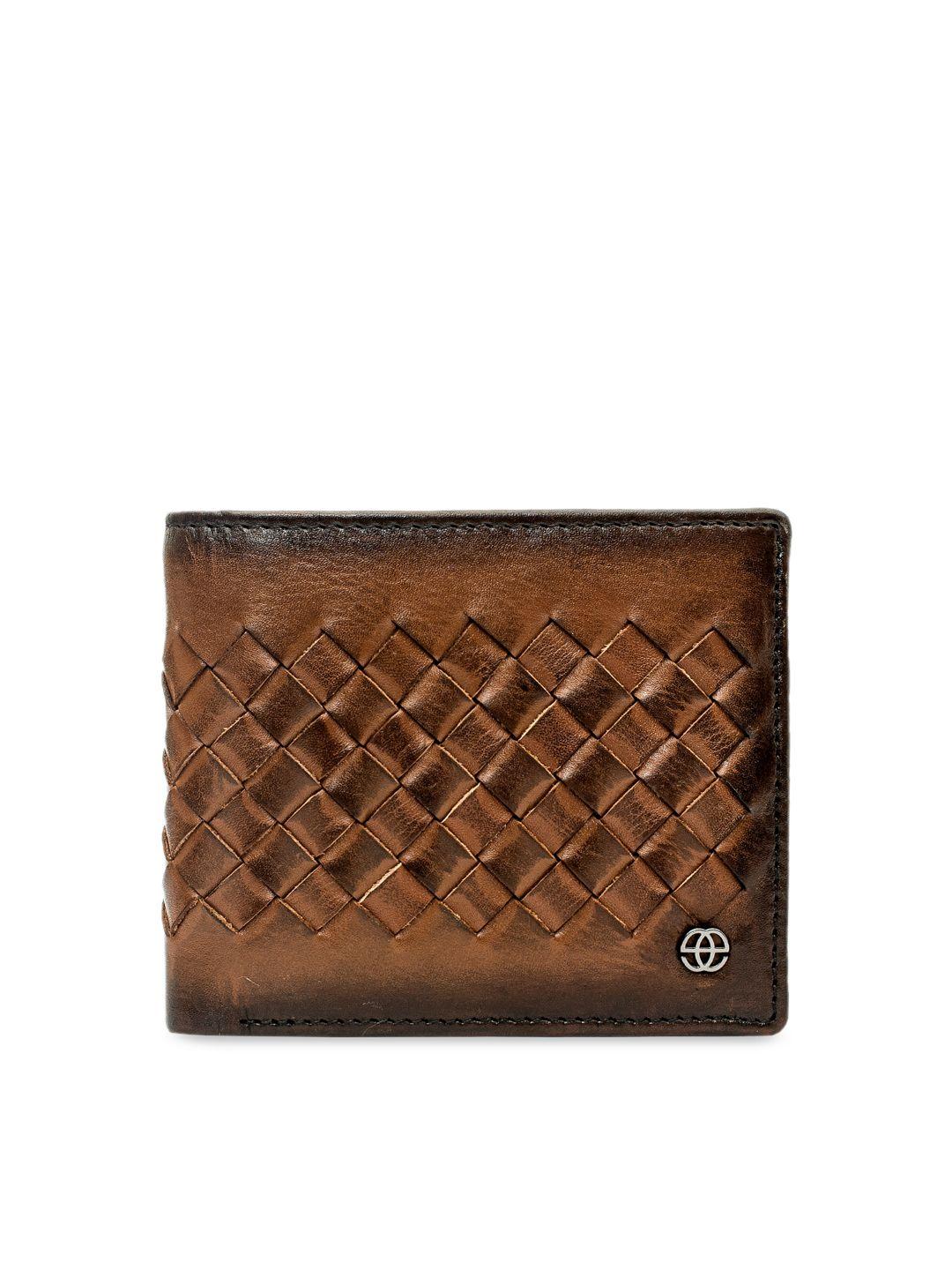 eske men brown textured leather two fold wallet