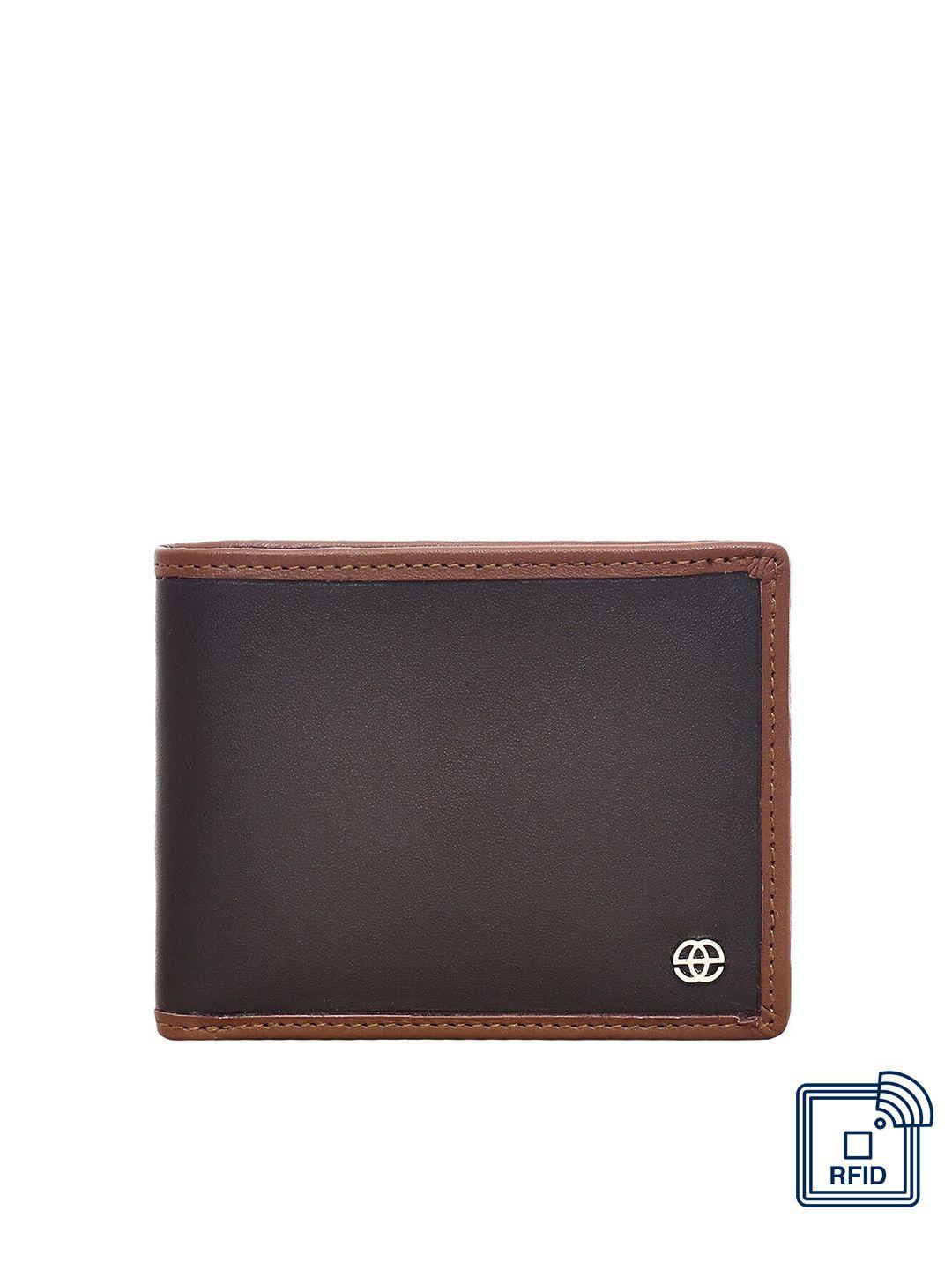 eske men brown textured two fold wallet