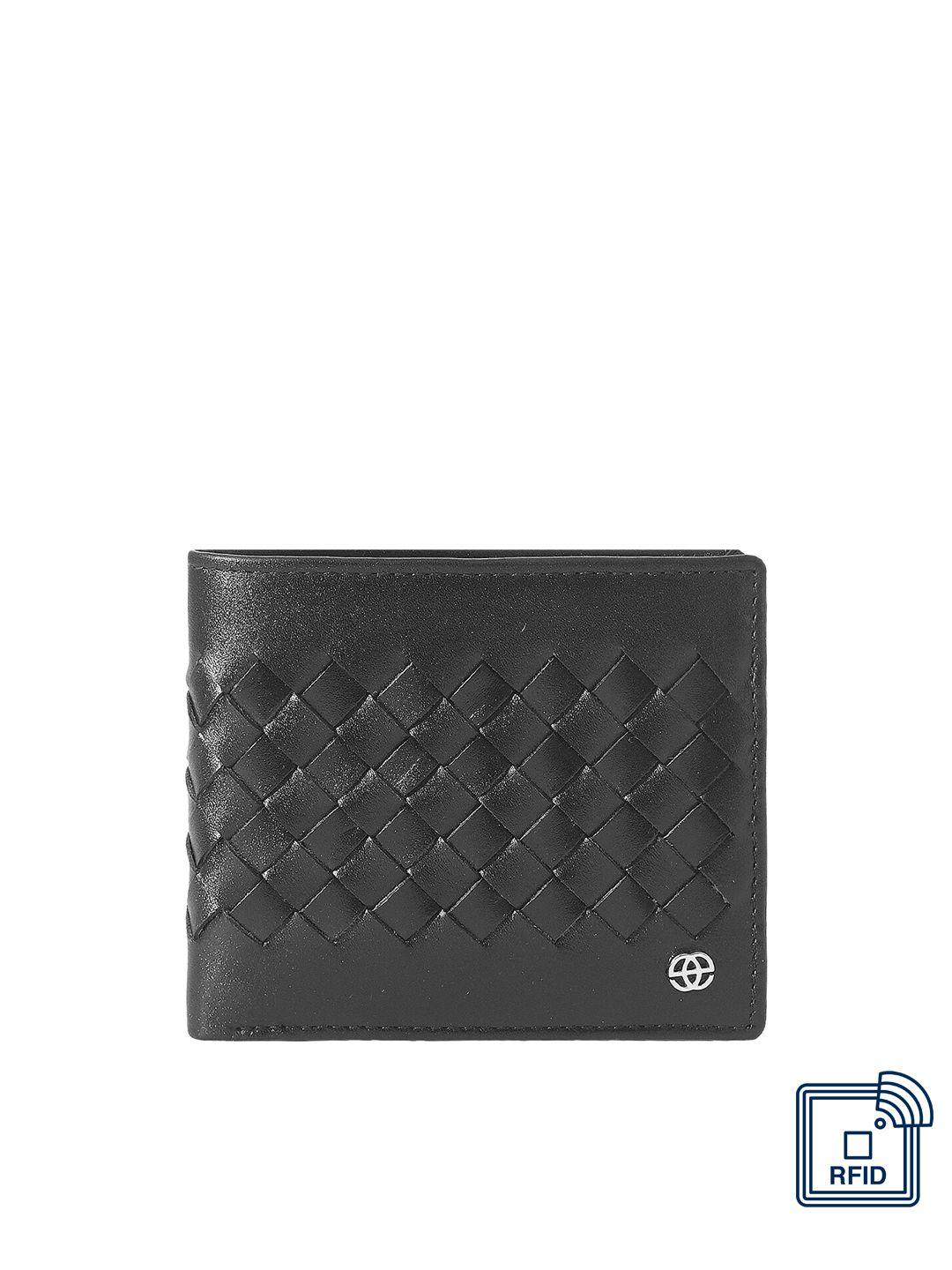 eske men checked leather two fold wallet