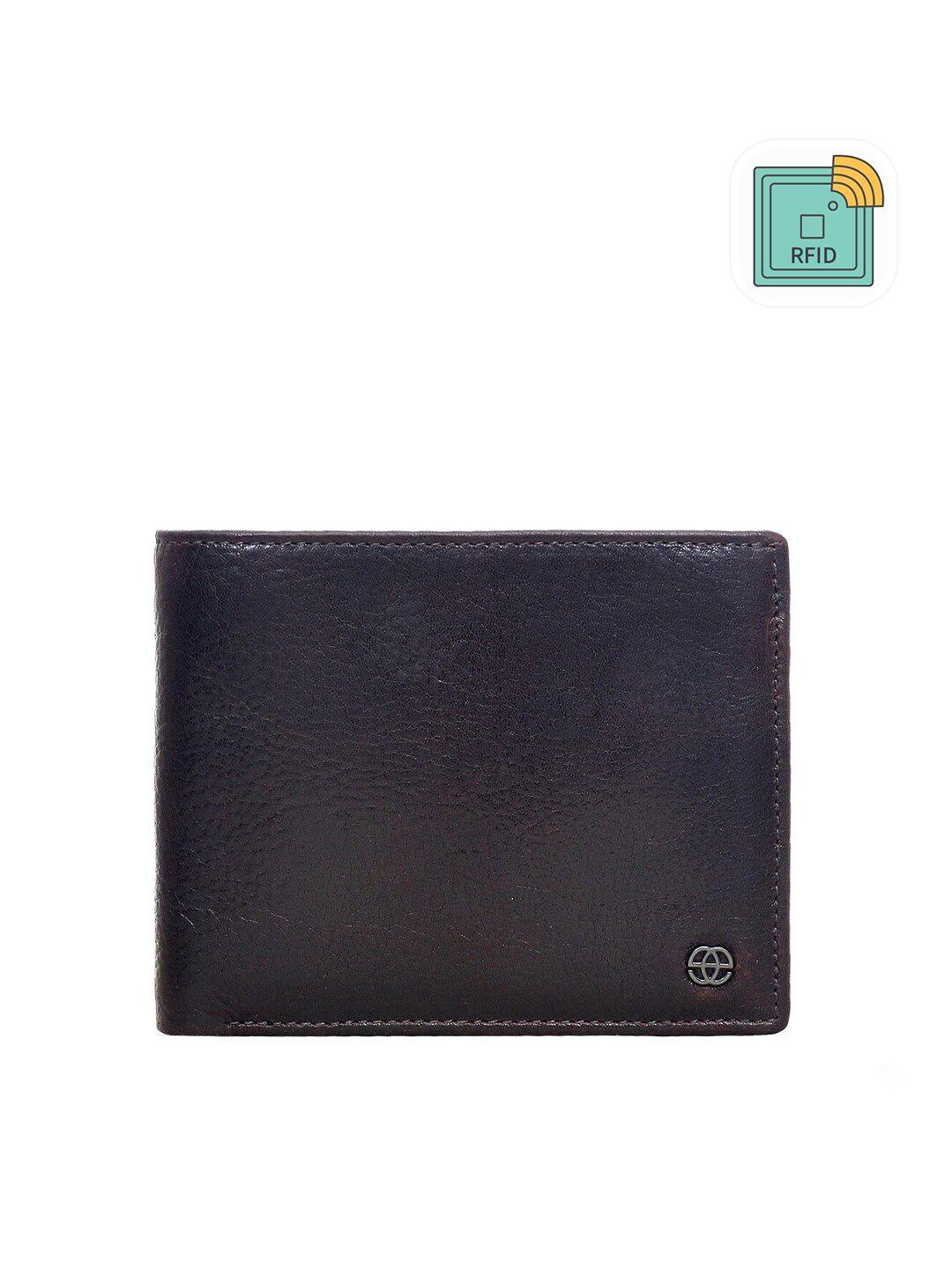 eske men coffee brown textured leather rfid two fold wallet