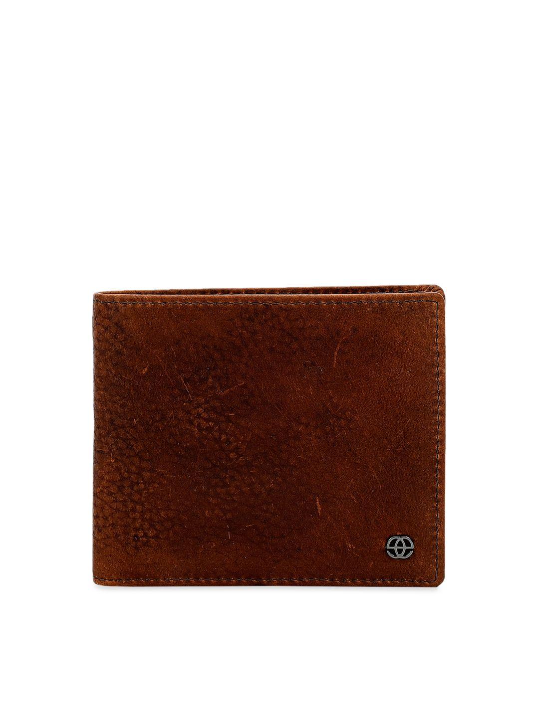 eske men coffee brown textured two fold leather wallet