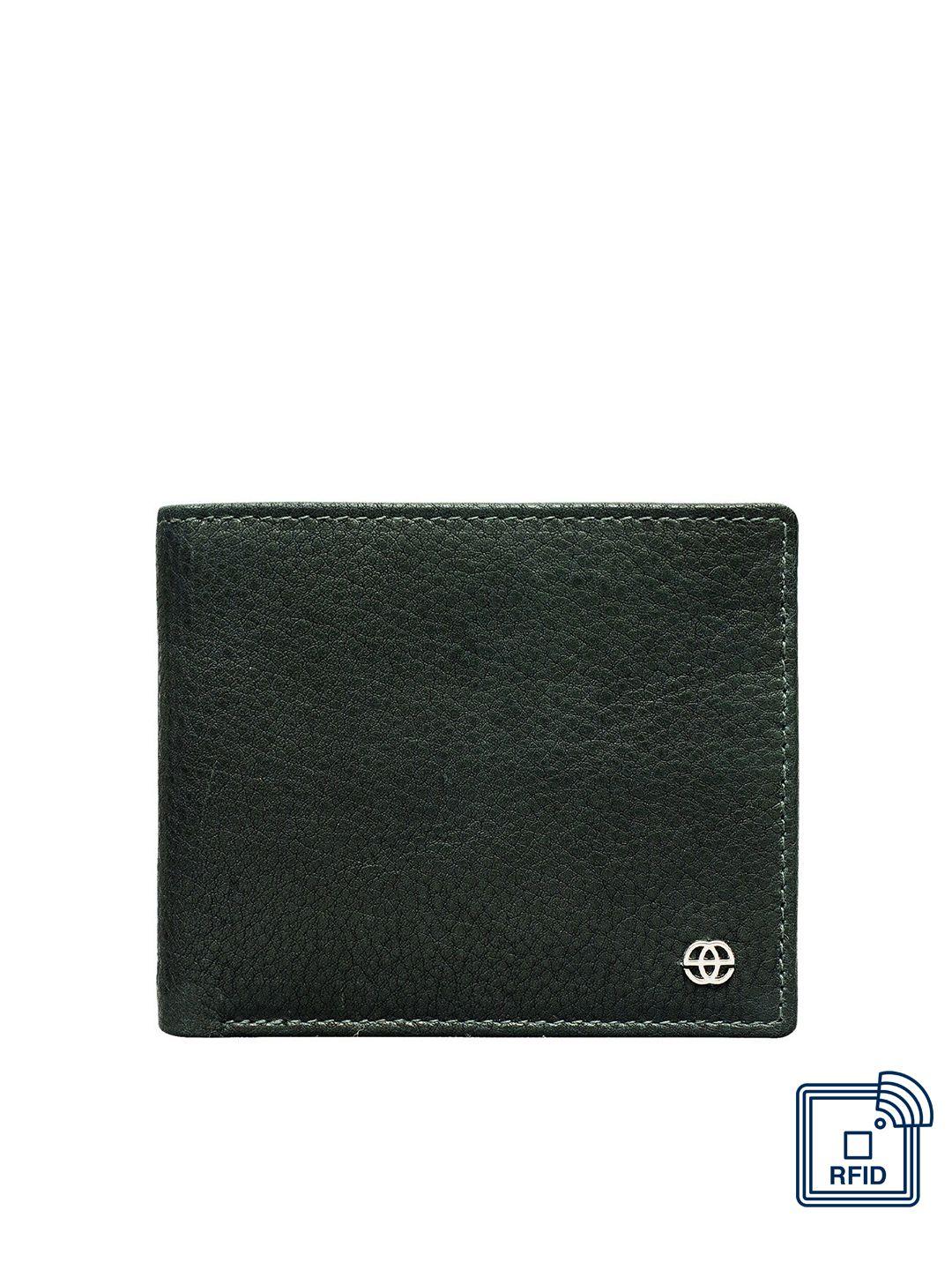 eske men green textured leather two fold rfid wallet