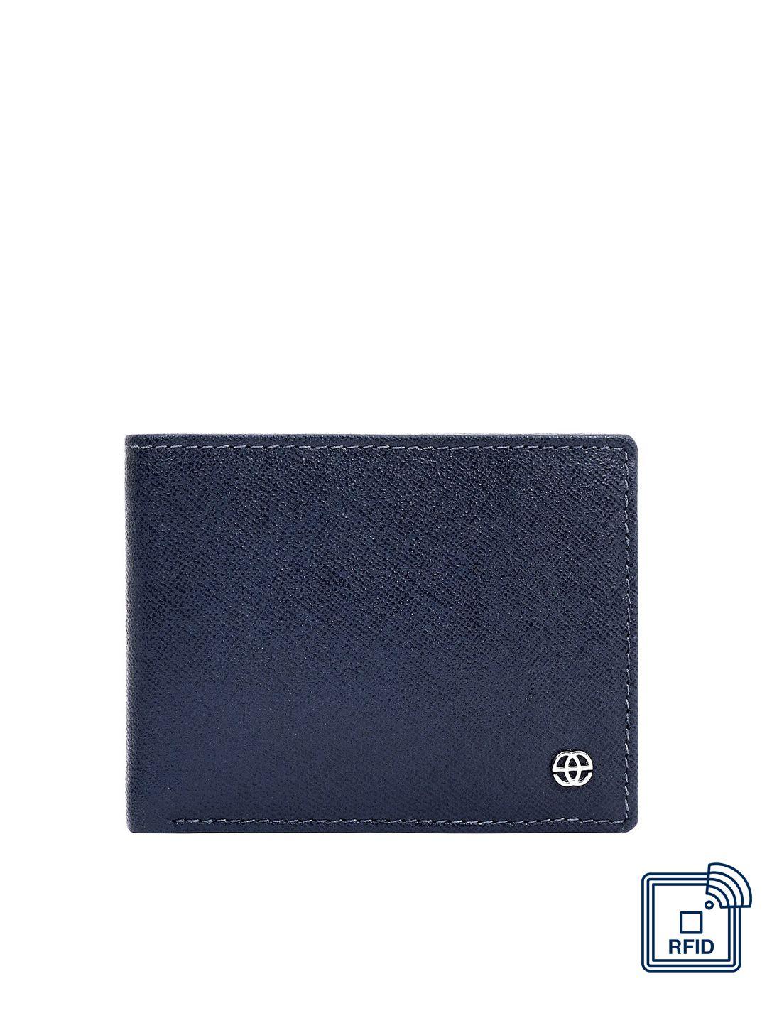 eske men navy blue textured leather two fold wallet